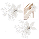 Abs プラスチック模造真珠ビーズの花の結婚式の靴の装飾  銅線巻き  ラインストーン付き  プラチナ＆シルバー  80x62x10mm FIND-WH0126-71S-1