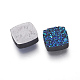 イミテーションドゥルージー天然石樹脂ビーズ  正方形  ダークブルー  10x10x3~4.5mm  穴：1.2mm RESI-L026-K05-2