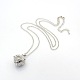 Colliers à pendentif en forme de médaillon à cage en laiton à longue chaîne rolo pour femmes à la mode NJEW-L067-04-1
