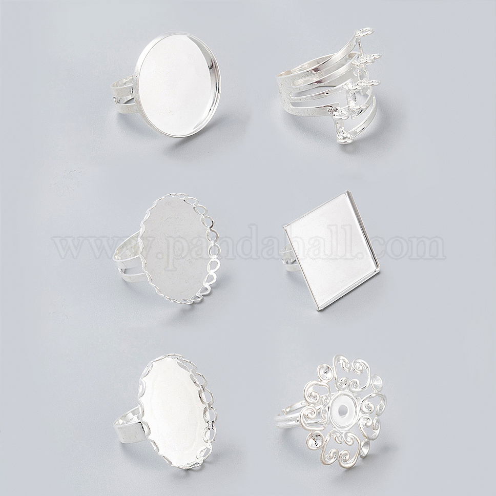 3 Pièces Anneaux Réglables Laiton Griffes Zircone Cube - Neuf Non Emballé