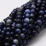 Chapelets de perles rondes en sodalite naturelle, 4mm, Trou: 1mm, Environ 85~90 pcs/chapelet, 15.5 pouce