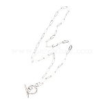 Unisex 304 Stainless Steel Paperclip Chain Necklaces, with Toggle Clasps, Stainless Steel Color, 17.71 inch(45cm)
