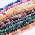 Chapelets de perles en agate naturelle craquelée, teinte, ronde, Grade a, couleur mixte, 8mm, Trou: 1mm, Environ 50 pcs/chapelet, 14 pouce