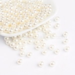 Imitation Pearl Acrylic Beads, Round, White, 6mm, hole: about 1mm, about 4500pcs