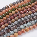 Brins de pierres précieuses naturelles mélangées et de perles de jade teints, ronde, couleur mixte, 10mm, Trou: 1mm, Environ 39 pcs/chapelet, 15.5 pouce