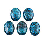 Естественные рябины кашпонов яшмы, окрашенные, овальные, голубой, 40~41x30~30.5x6~7 мм