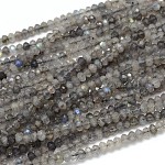 Natural Labradorite Rondelle Bead Strands, Faceted, 4x3mm, Hole: 1mm, about 129pcs/strand, 16 inch