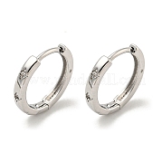 Brass Pave Clear Cubic Zirconia Hoop Earrings EJEW-L211-001P