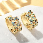 Серьги-кольца в форме сердца из латуни с микропаве из кубического циркония EJEW-A132-10G-01