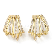 Серьги-гвоздики с полым веером EJEW-K245-08G