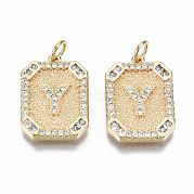 Brass Micro Pave Clear Cubic Zirconia Pendants KK-S356-234Y-G-NF