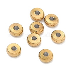 Perline distanziatrici in acciaio inossidabile 304, placcatura ionica (ip), rotondo e piatto, vero placcato oro 18k, 4x1.5mm, Foro: 1.2 mm