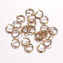 Offene Biegeringe aus Edelstahl 304, Runde, golden, 18 Gauge, 7x1 mm, Innendurchmesser: 5 mm
