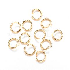 Anneaux ouverts en acier inoxydable 304, ronde, véritable 24k plaqué or, 9x1.2mm, 17 jauge