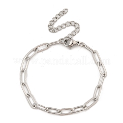 304 Edelstahl-Büroklammer-Kettenarmbänder für Damen, Edelstahl Farbe, 6-1/8 Zoll (15.5 cm).