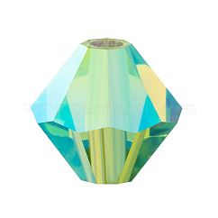 Preciosa® Kristallperlen, tschechischer Kristall, Doppelkegel (451 69 302 Rondell), 50520 20000 Peridot ab 2x, 4 mm, Bohrung: 0.8 mm