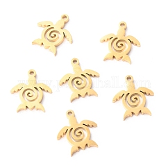 Anhänger aus 304 Edelstahl, Laserschnitt, Meeresschildkröte, golden, 12x11x1 mm, Bohrung: 1 mm