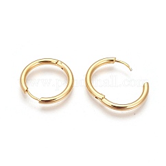 Orecchini a cerchio in acciaio inossidabile 304 placcati ioni (ip), orecchini huggie lucidatura manuale, vero placcato oro 18k, 12 gauge, 24x2mm, perno: 0.8 mm (± 0.1 mm), diametro interno: 20mm