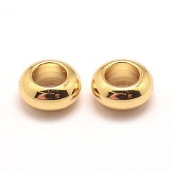 Perles en laiton, Perles avec un grand trou   , Sans cadmium & sans nickel & sans plomb, rondelle, véritable 18k plaqué or, 7x3.5mm, Trou: 4mm