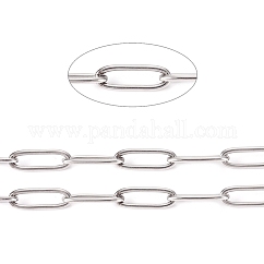 Cadenas de clip de acero inoxidable 304 resistentes al deslustre, cadenas portacables alargadas estiradas, soldada, con carrete, color acero inoxidable, Enlaces: 12x4x1 mm, aproximadamente 32.8 pie (10 m) / rollo