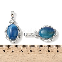 Natürlicher blau gebänderter Achat (gefärbt und erhitzt) ovale Anhänger&nbsp;G-NH0025-15P-06