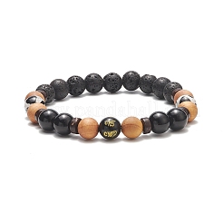 Set di braccialetti elasticizzati con perline rotonde in cocco e pietre preziose miste naturali e sintetiche da 4 pezzo&nbsp;BJEW-JB09155