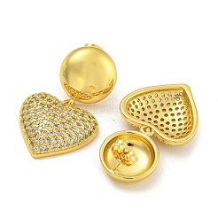 Boucles d'oreilles en laiton plaqué micro pavé de zircons cubiques transparents&nbsp;EJEW-I313-15C-G