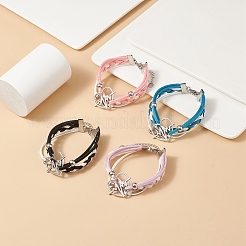 Juego de 4 pulsera multihebra con eslabones infinitos de acero inoxidable 304 y aleación de 4 colores con forma de corazón&nbsp;BJEW-TA00190