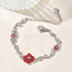 Bracelets à maillons en laiton micro pavé en oxyde de zirconium transparent pour femmes&nbsp;BJEW-C156-05P
