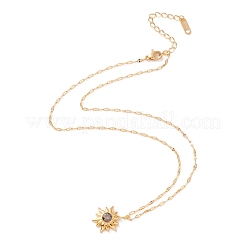 Collana con ciondolo sole in zirconia cubica placcata ionica (ip)&nbsp;NJEW-F292-04G