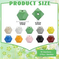 20pcs 10 Farben Holzperlen&nbsp;WOOD-FS0002-58