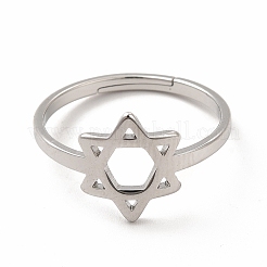 Anlaufgeschützter verstellbarer Davidsternring aus Edelstahl 304 für Damen&nbsp;RJEW-B027-13P