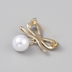Broches en alliage de zinc avec perles en plastique ABS&nbsp;LS-JEWB-WH0021-78B-G