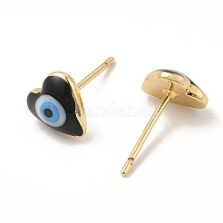 Cuore smaltato con orecchini a bottone malocchio&nbsp;EJEW-E274-02G-09