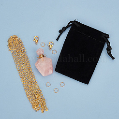 Kit fai da te per realizzare collane con ciondoli in bottiglia di profumo di quarzo rosa naturale&nbsp;DIY-SC0014-86D
