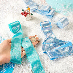 Ozean/Winter Thema 3 Rolle 3 Farben Polyester ausgefranstes Band&nbsp;DIY-TA0011-47A