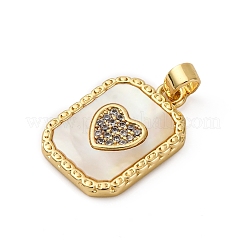 Pendentifs avec zircon cubiques à micro-pavés en laiton&nbsp;KK-P308-16G-02