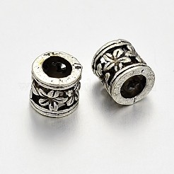 Lega di stile tibetano colonna cava con perline europei fiore grande buco&nbsp;PALLOY-E381-03AS-NR