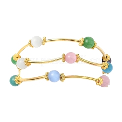 6 bracciale multifilo con perline rotonde a forma di occhio di gatto in 6 colori per donna&nbsp;BJEW-JB12338