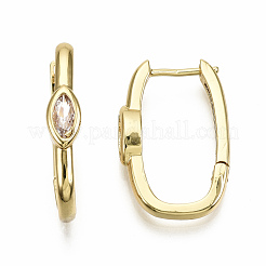 Boucle d'oreille huggie huggie en laiton micro pave clair&nbsp;EJEW-T046-14G-NF