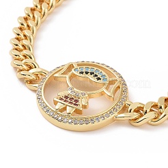 Pulsera de eslabones de niña con circonitas cúbicas de colores&nbsp;BJEW-B068-01
