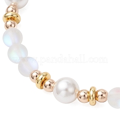Braccialetti con perline rotonde in pietra di luna sintetica per donna&nbsp;BJEW-JB11915-03