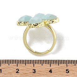 Anello regolabile sfaccettato in amazzonite naturale per donna&nbsp;RJEW-A092-01G-13
