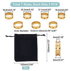 14 ensemble de bagues rainurées en acier inoxydable de 7 tailles&nbsp;RJEW-UN0002-71G