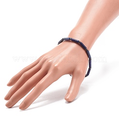 Natürliche Lapislazuli-Säule (gefärbt) und synthetisches Hämatit-Stretch-Armband&nbsp;BJEW-JB08458-03