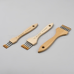 Kit de pinceaux artistiques à plusieurs pointes avec manche en bois de noyer (3 pièce)&nbsp;DRAW-WH0006-007A