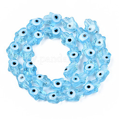 Handgemachte Glasperlen bösen Blick Stränge&nbsp;LAMP-WH0006-06C
