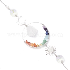 Messingring & Chakra natürliche gemischte Edelsteinsplitter hängende Sonnenfänger&nbsp;HJEW-JM04487