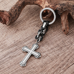 Porte-clés croix style punk en acier inoxydable 304&nbsp;GV8385