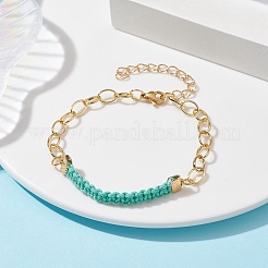Braccialetti a maglie intrecciate con corde di cotone cerato&nbsp;BJEW-JB09963